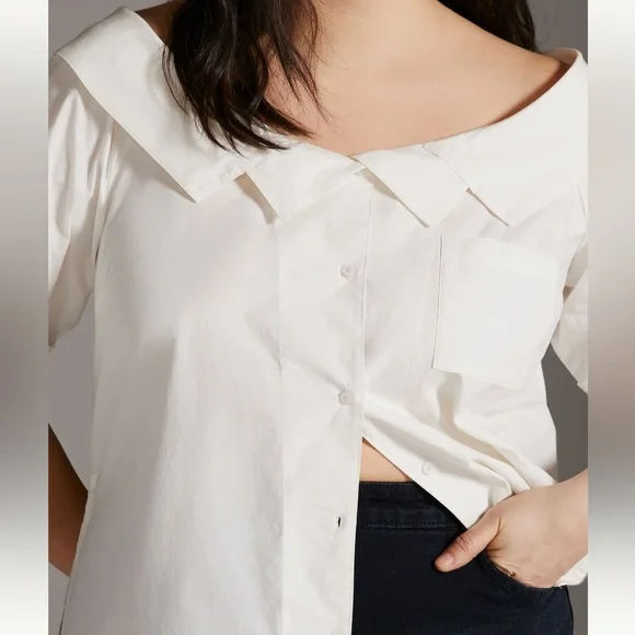 Anthropologie 2X Maeve Off Shoulder Button Down Top EUC - Picture 3 of 9